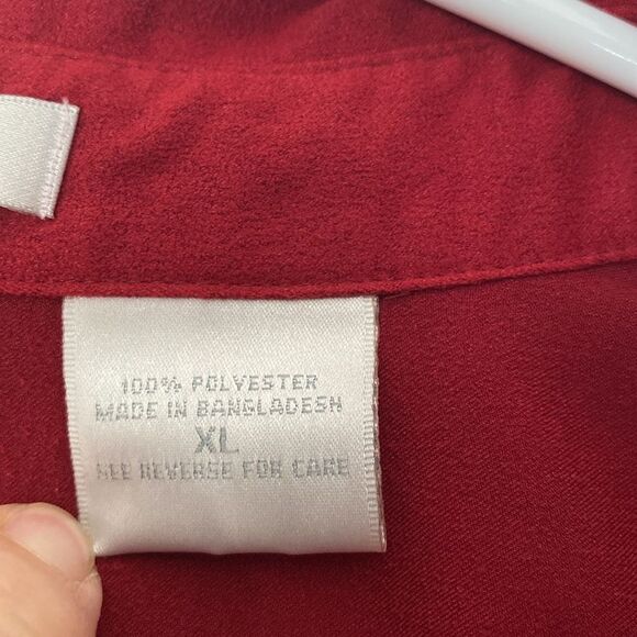 GNW Red Western Style Suede Feel Button Up Top Size XL - Picture 3 of 7
